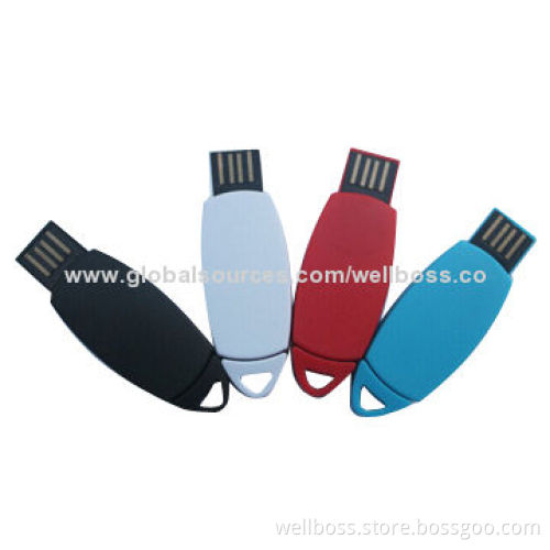 Promotional oval-shaped swivel USB flash drive with plastic housing, high speed UDP chipNew